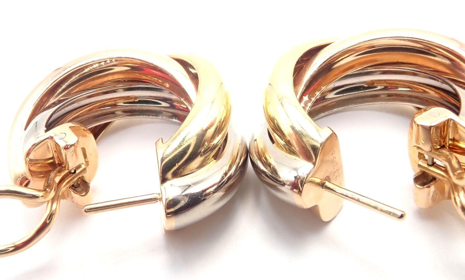 Cartier Medium Size Trinity Hoop Tri-Color Gold Hoop Earrings For Sale 8