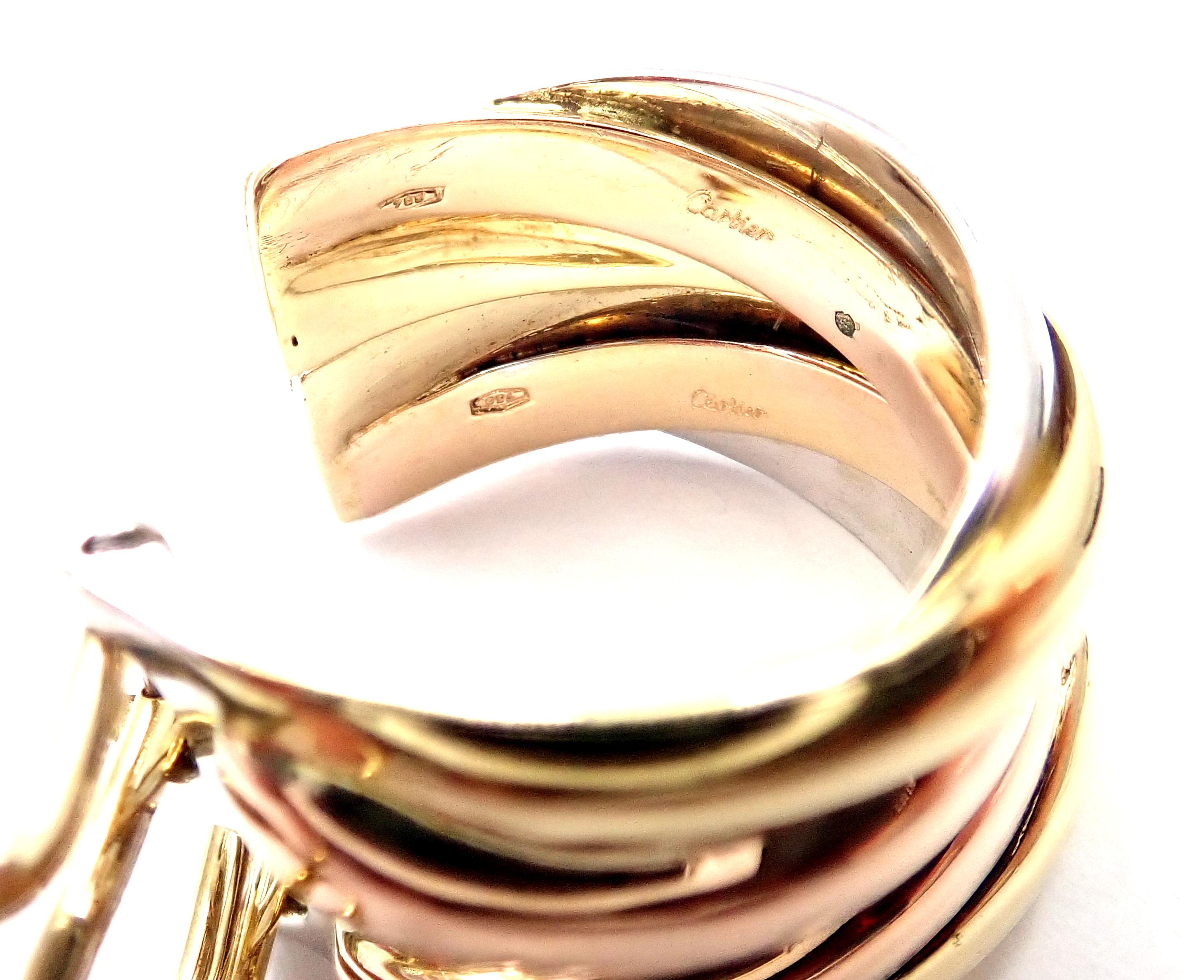 Women's or Men's Cartier Medium Size Trinity Hoop Tri-Color Gold Hoop Earrings For Sale