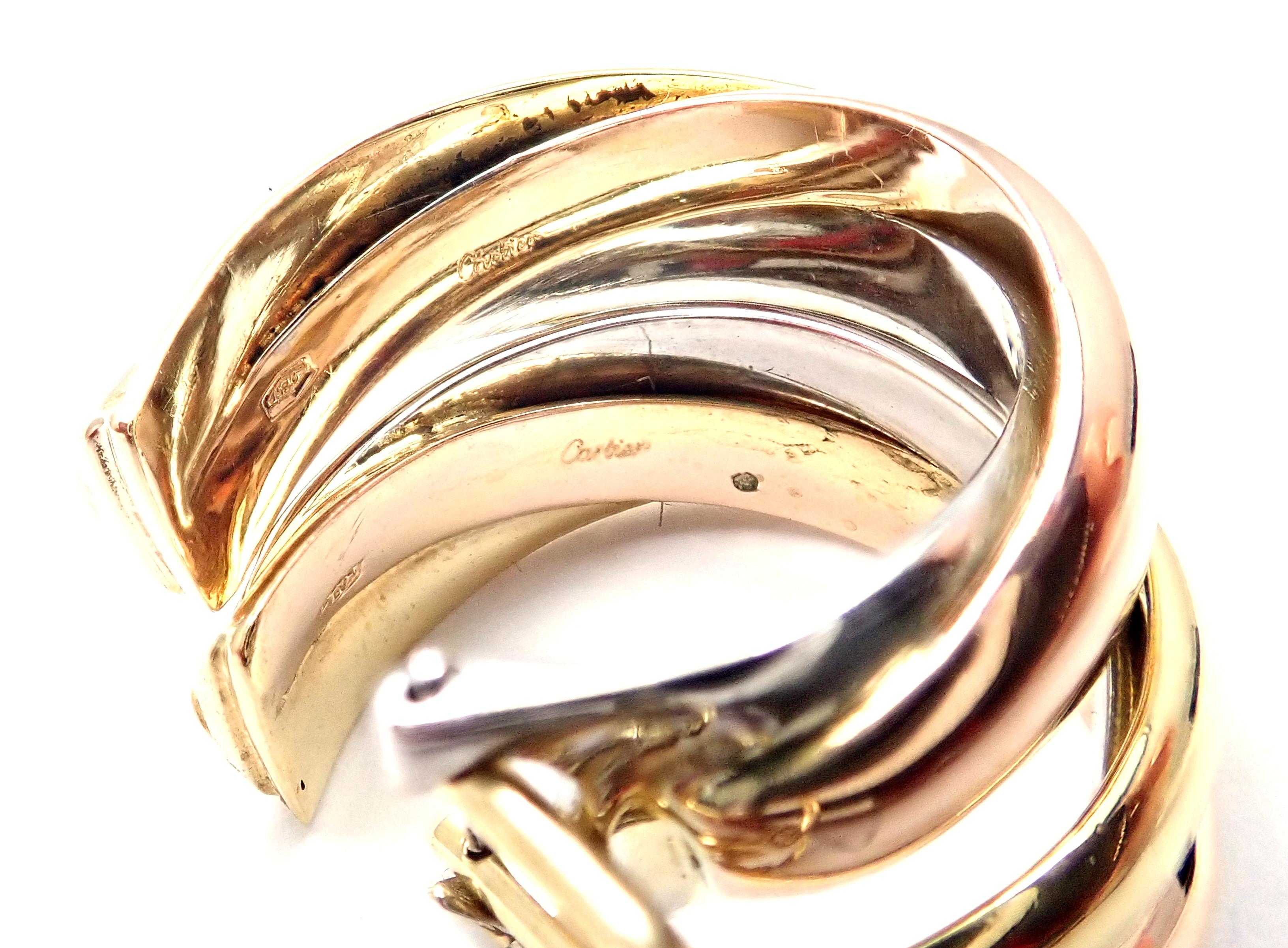 Cartier Medium Size Trinity Hoop Tri-Color Gold Hoop Earrings For Sale 1