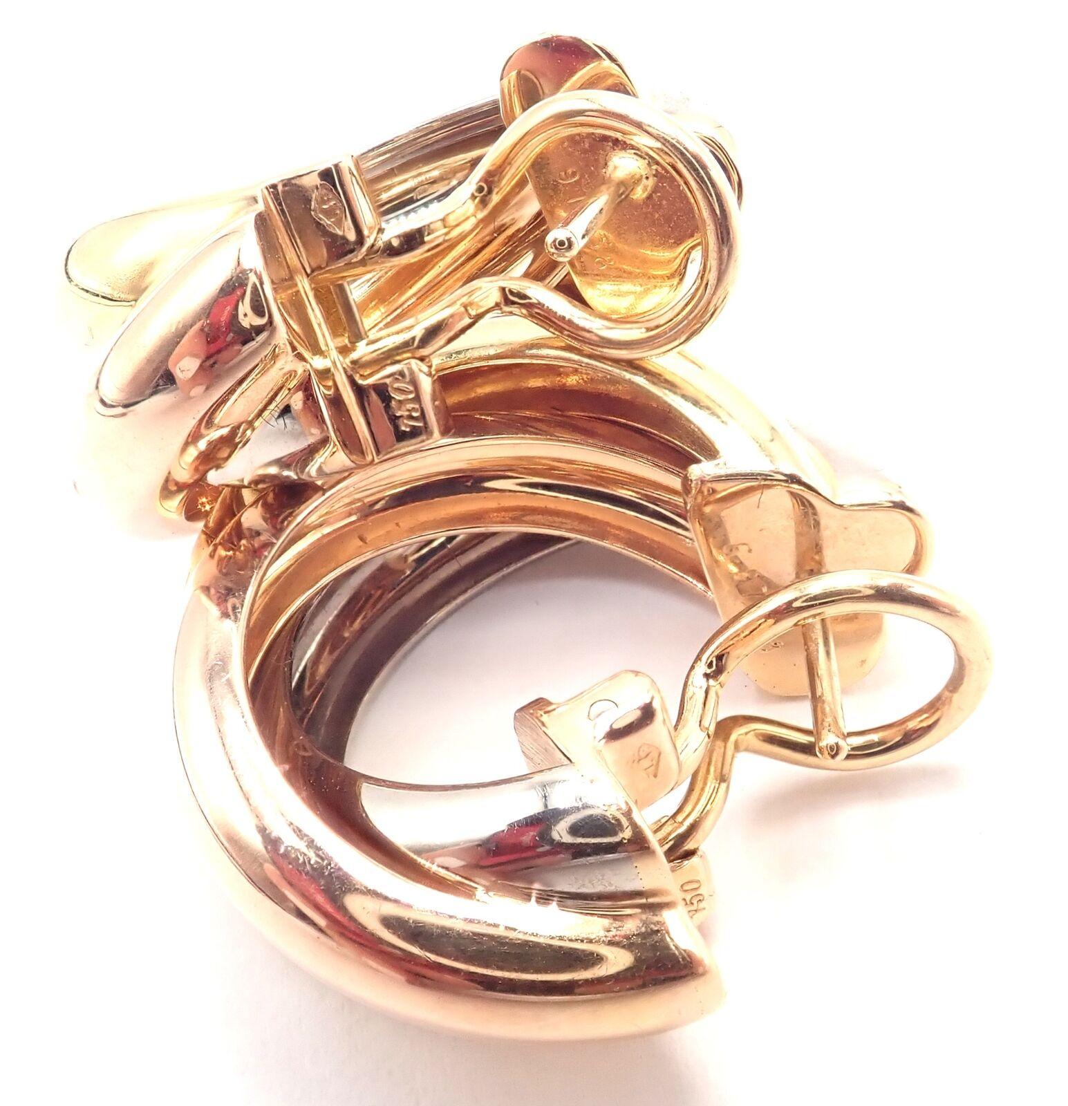 Cartier Medium Size Trinity Hoop Tri-Color Gold Hoop Earrings For Sale 4
