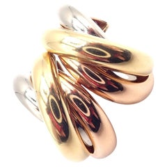 Vintage Cartier Medium Size Trinity Hoop Tri-Color Gold Hoop Earrings