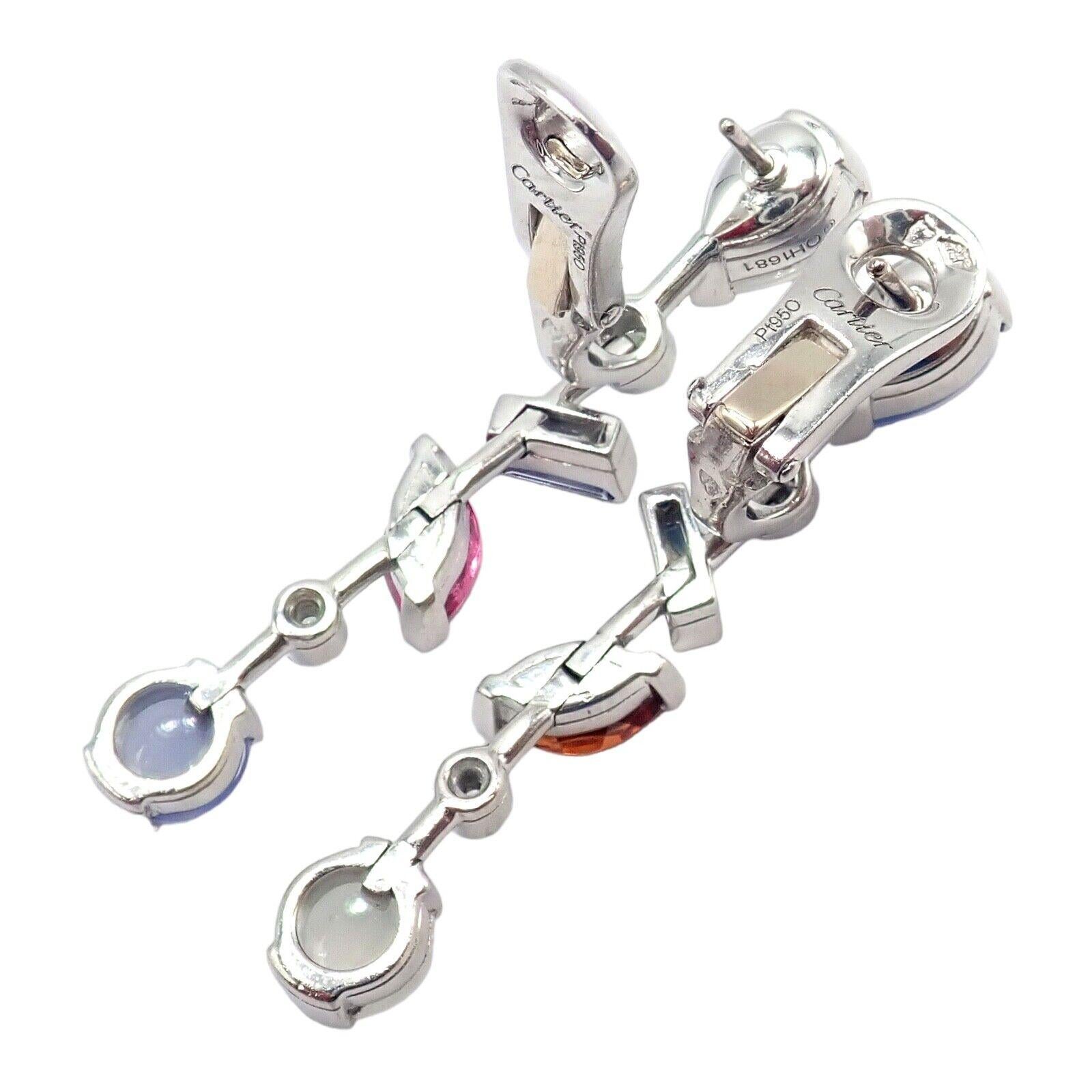 Cartier Meli Melo Chalcedony Tourmaline Garnet Diamond Platinum Earrings 5