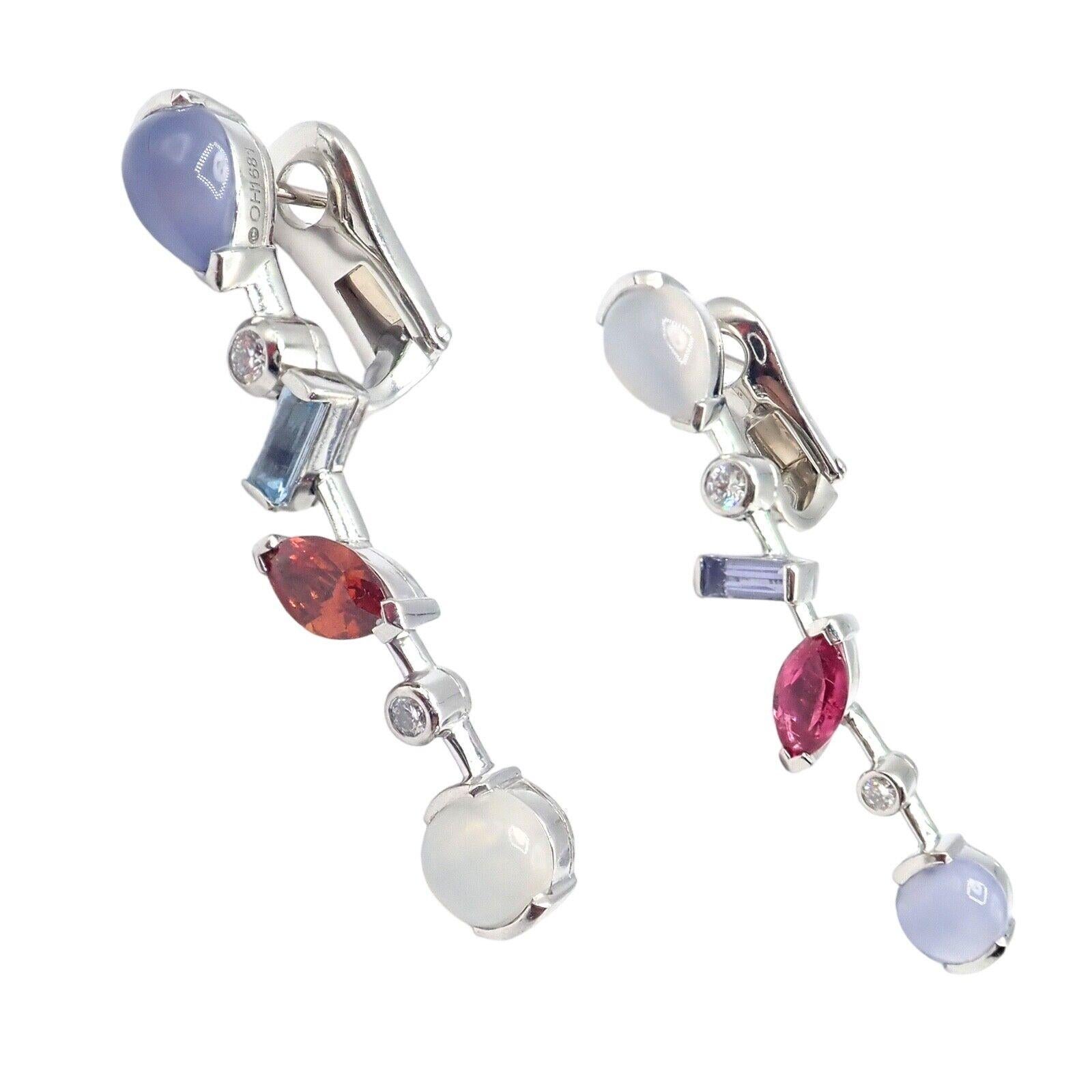 Cartier Meli Melo Chalcedony Tourmaline Garnet Diamond Platinum Earrings 6
