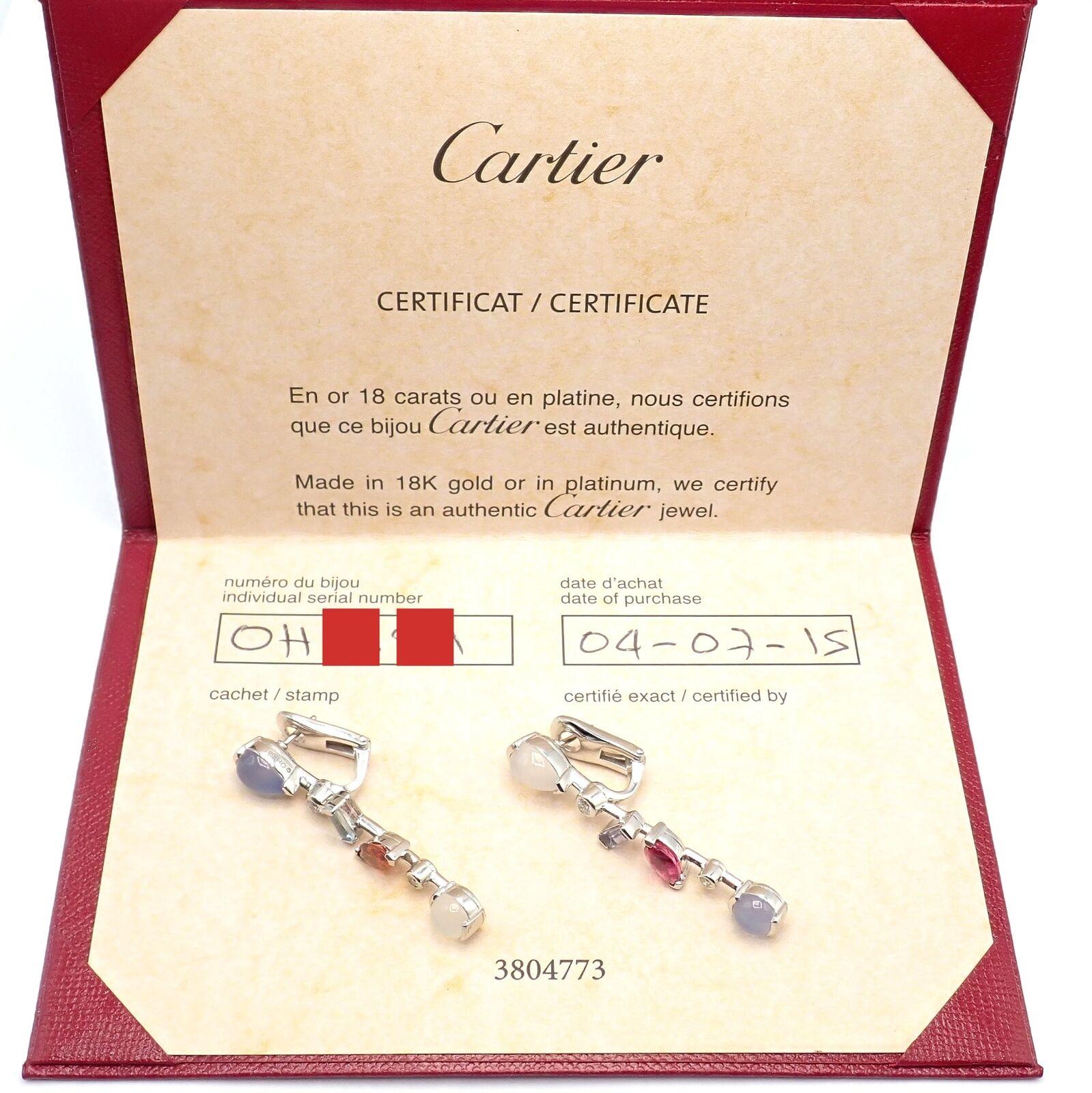 Cartier Meli Melo Chalcedony Tourmaline Garnet Diamond Platinum Earrings In Excellent Condition In Holland, PA