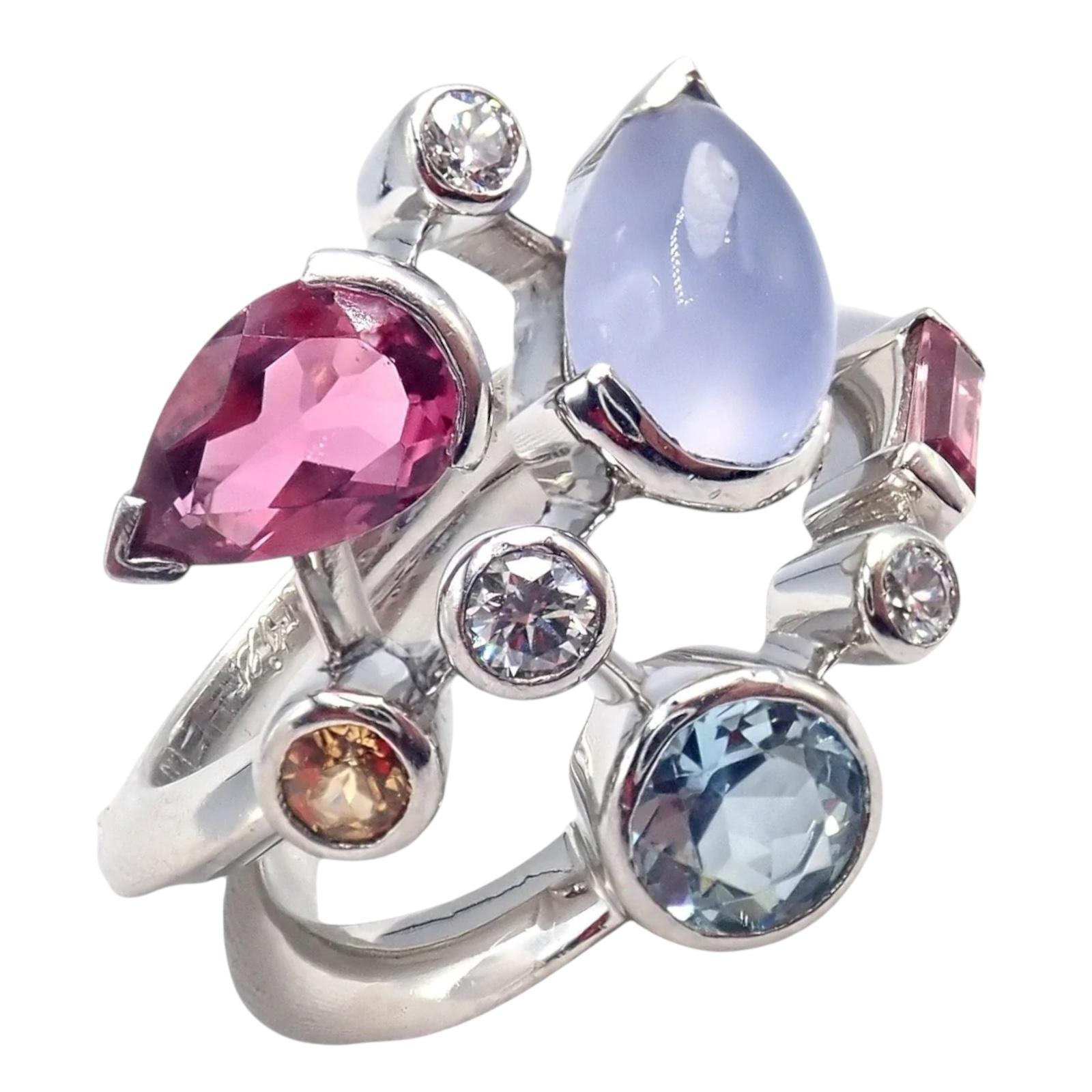 Cartier Bague Meli Melo en platine, calcédoine, tourmaline, grenat et diamant Unisexe en vente
