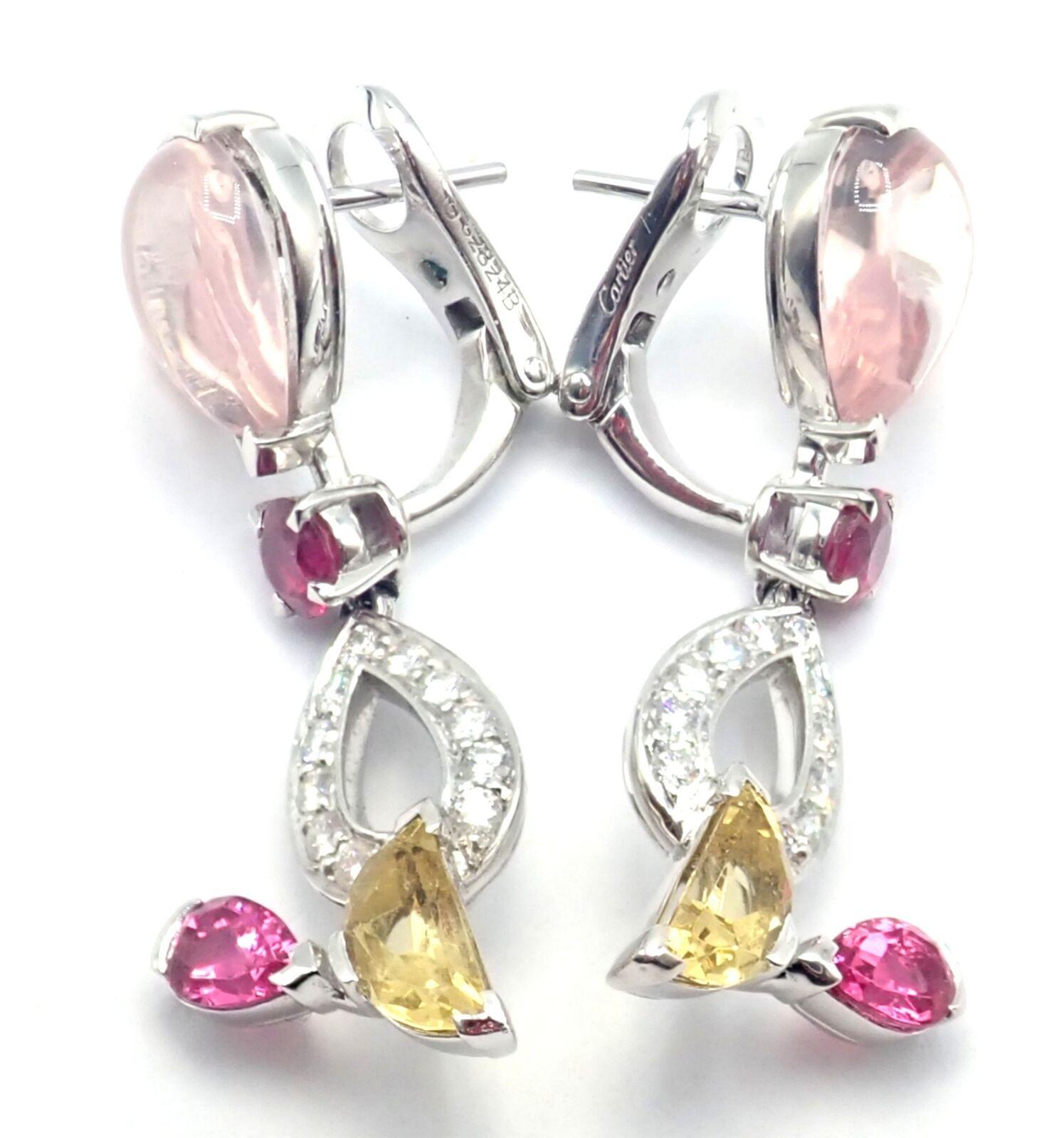 Cartier Meli Melo Diamond Sapphire Tourmaline Garnets White Gold Drop Earrings 5