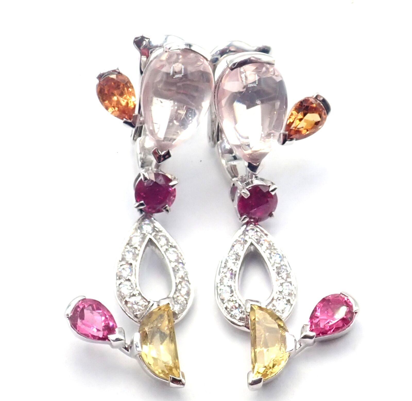 Cartier Meli Melo Diamond Sapphire Tourmaline Garnets White Gold Drop Earrings 6