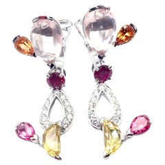 Cartier Meli Melo Diamond Sapphire Tourmaline Garnets White Gold Drop Earrings