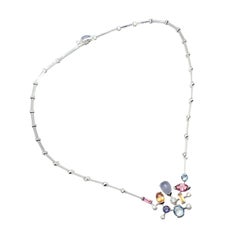 Cartier Meli Melo Diamond Tourmaline Moonstone Aquamarine Platinum Necklace