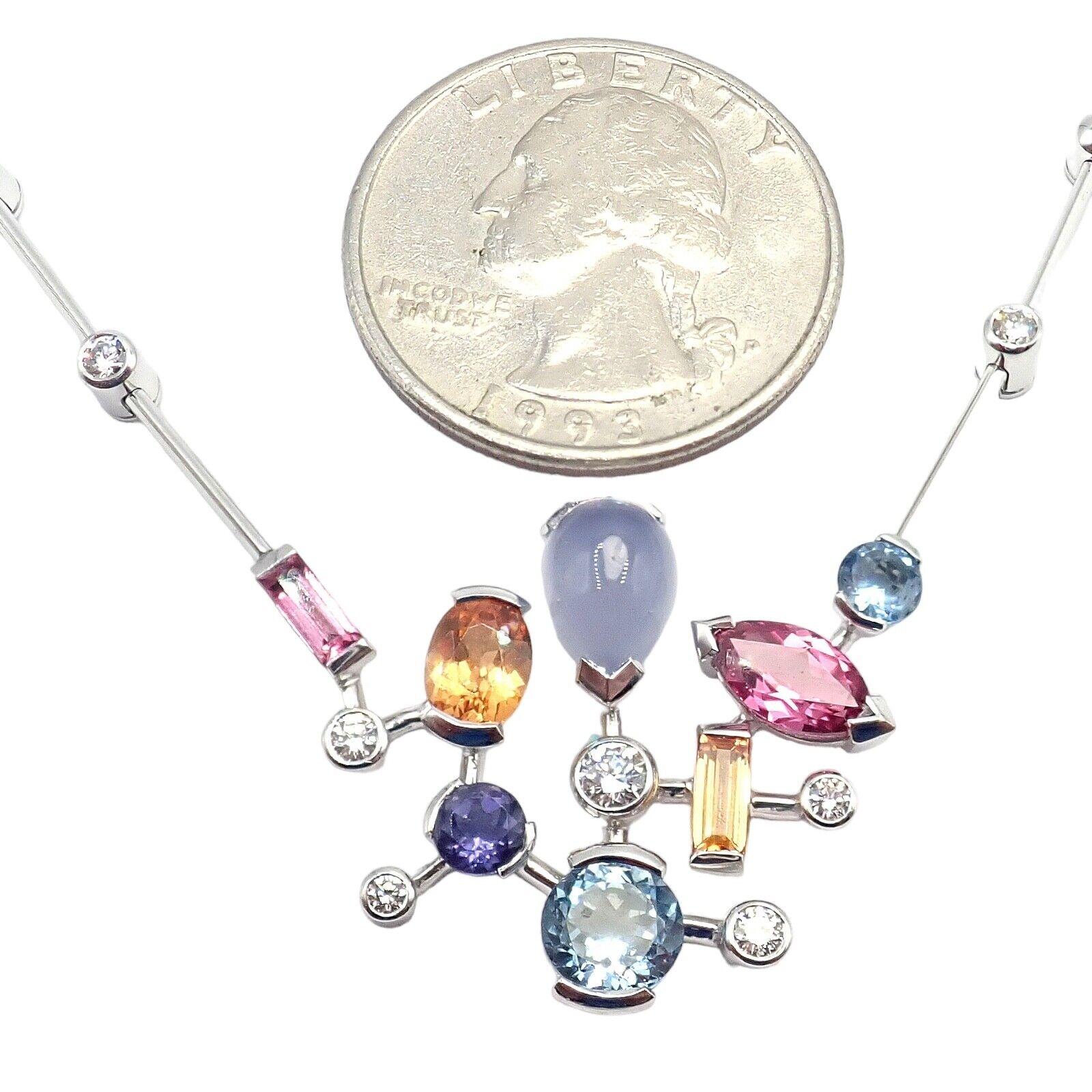 Cartier Meli Melo Diamond Tourmaline Moonstone Aquamarine Platinum Necklace 1