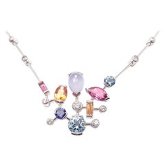 Cartier Meli Melo Diamond Tourmaline Moonstone Aquamarine White Gold Necklace