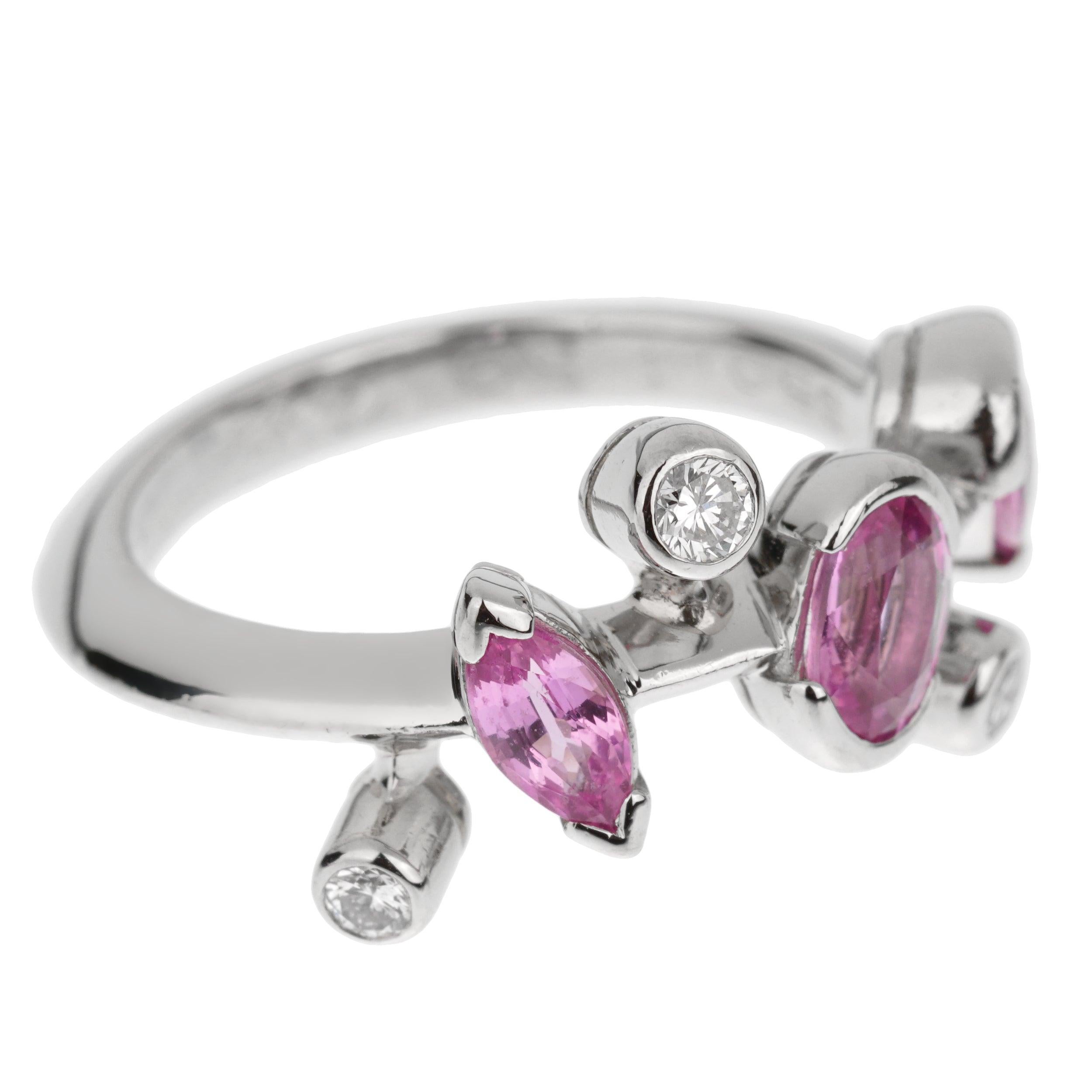 Cartier Meli Melo Rosa Saphir Diamant Platin Ring im Zustand „Hervorragend“ im Angebot in Feasterville, PA
