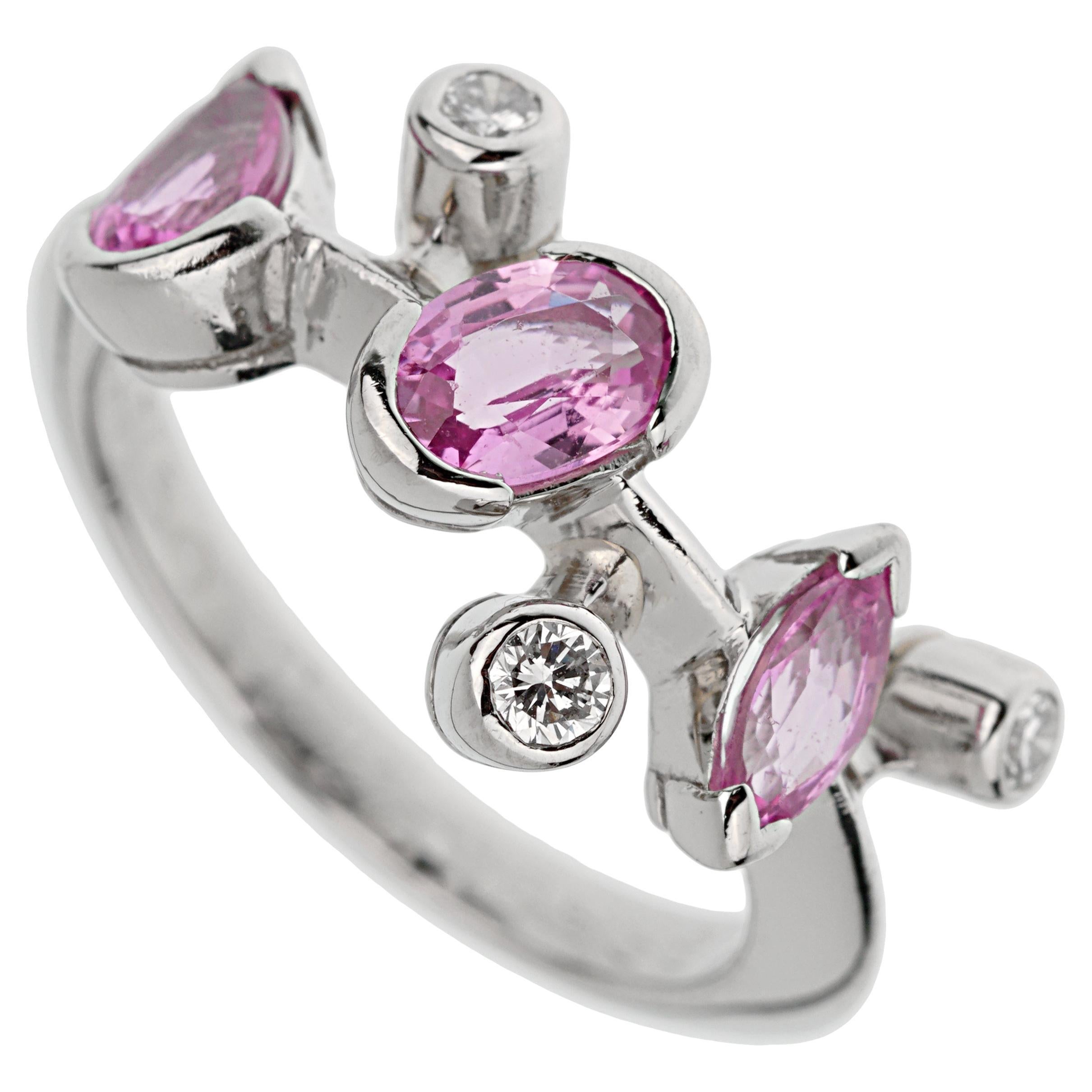 Cartier Melo Bague en platine avec saphir rose et diamant