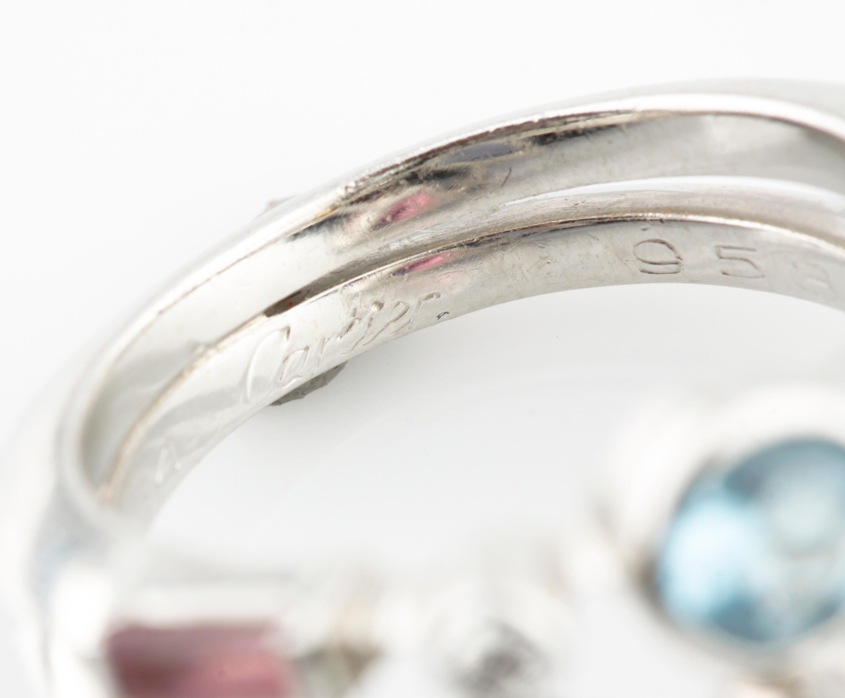 Cartier Meli Melo Ring aus Platin und Diamanten und Edelsteinen im Zustand „Gut“ im Angebot in Sherman Oaks, CA