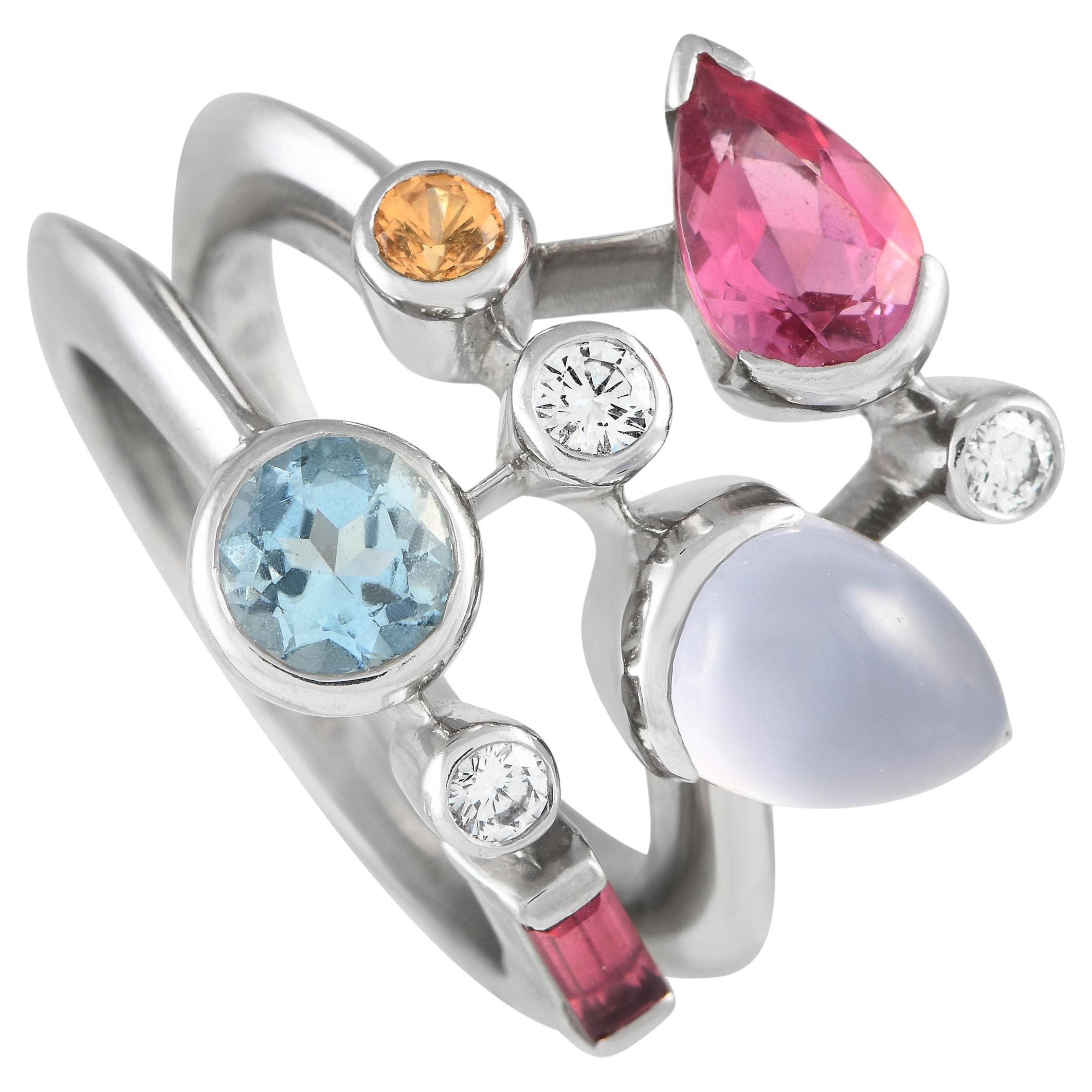 Cartier Meli Melo Platinum Multicolored Gemstone Ring CA12-101023