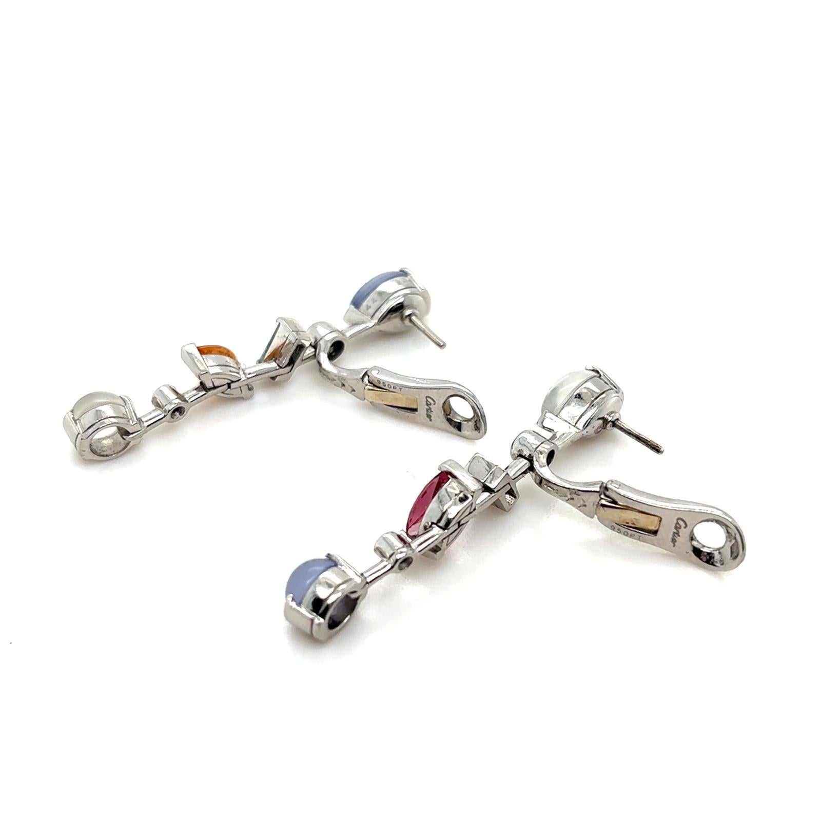 Orecchini a goccia in platino Cartier Melo Ring in vendita 10