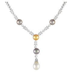 Cartier Halskette CA02-091324, Melody 18K Weißgold 14,0 Karat Diamant und Perlen