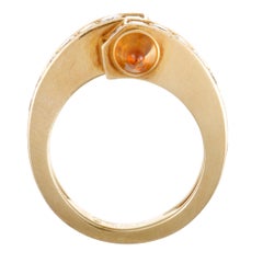Cartier Menotte 18 Karat White Gold Diamond Pave and Orange Citrine Ring