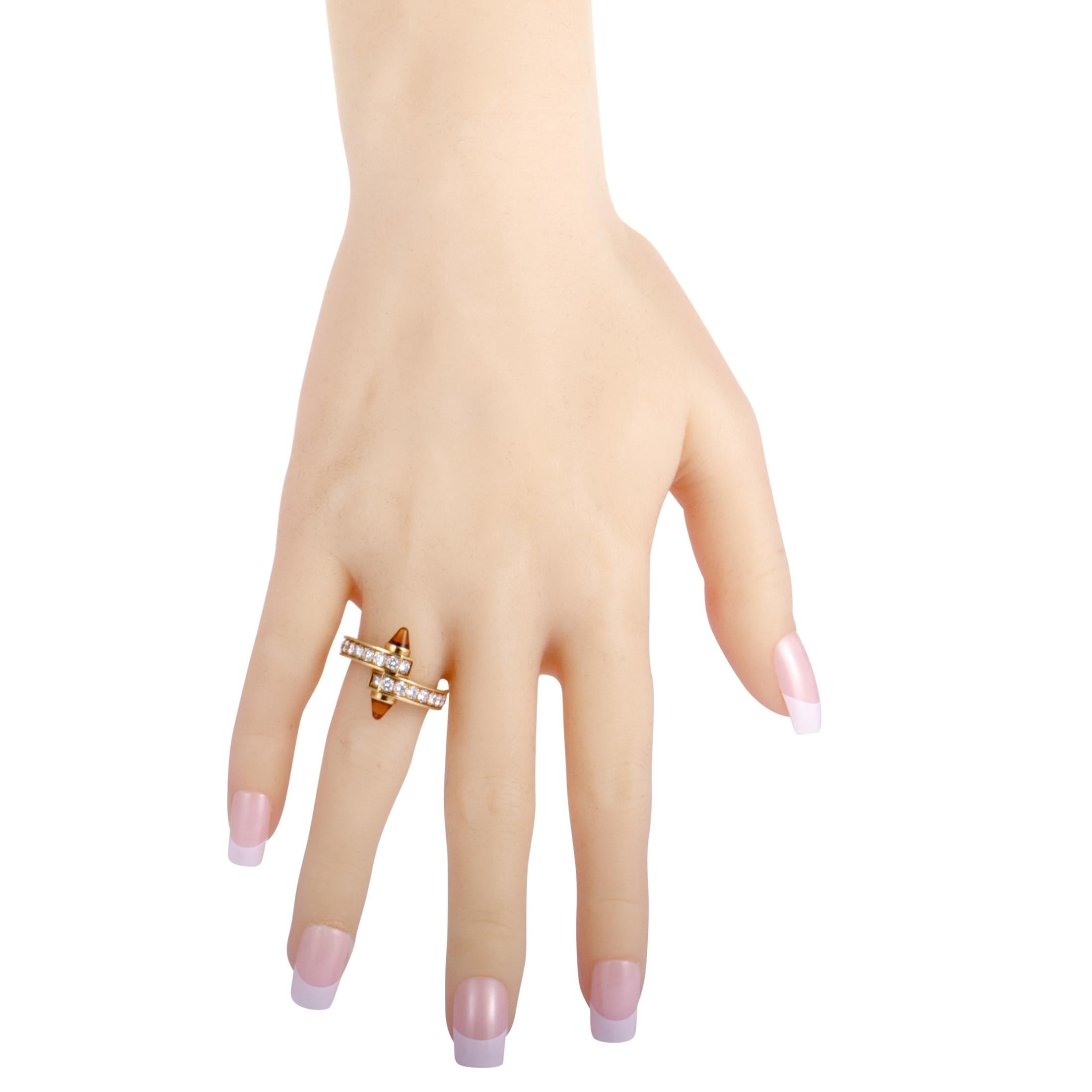 Women's Cartier Menotte 18 Karat White Gold Diamond Pave and Orange Citrine Ring