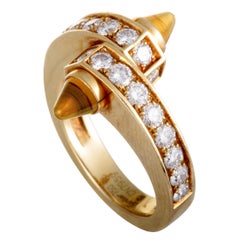 Cartier Menotte Ring aus 18 Karat Weißgold mit Diamantpavé und orangefarbenem Citrin