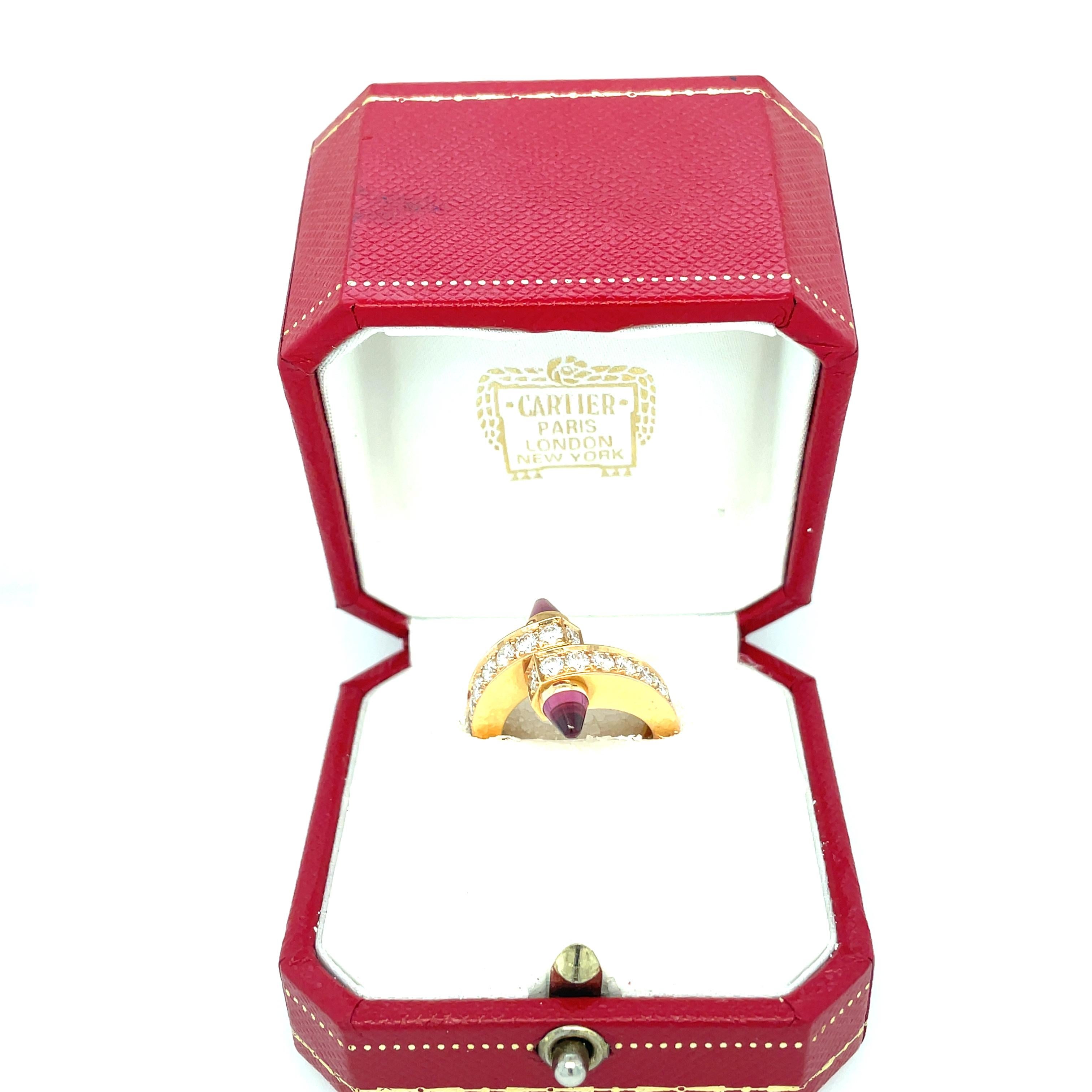 Cartier Menotte 18ct Rose Gold Diamond and Pink Tourmaline Bypass Ring 2