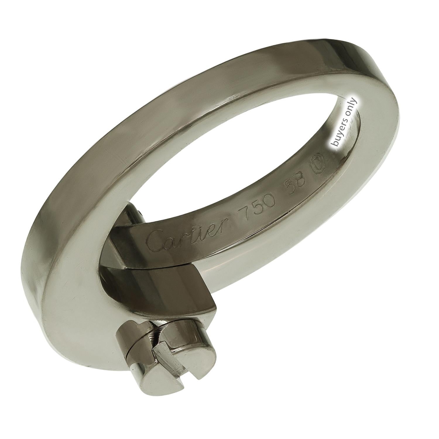 Cartier Menotte 18k White Gold Band Ring 58 1
