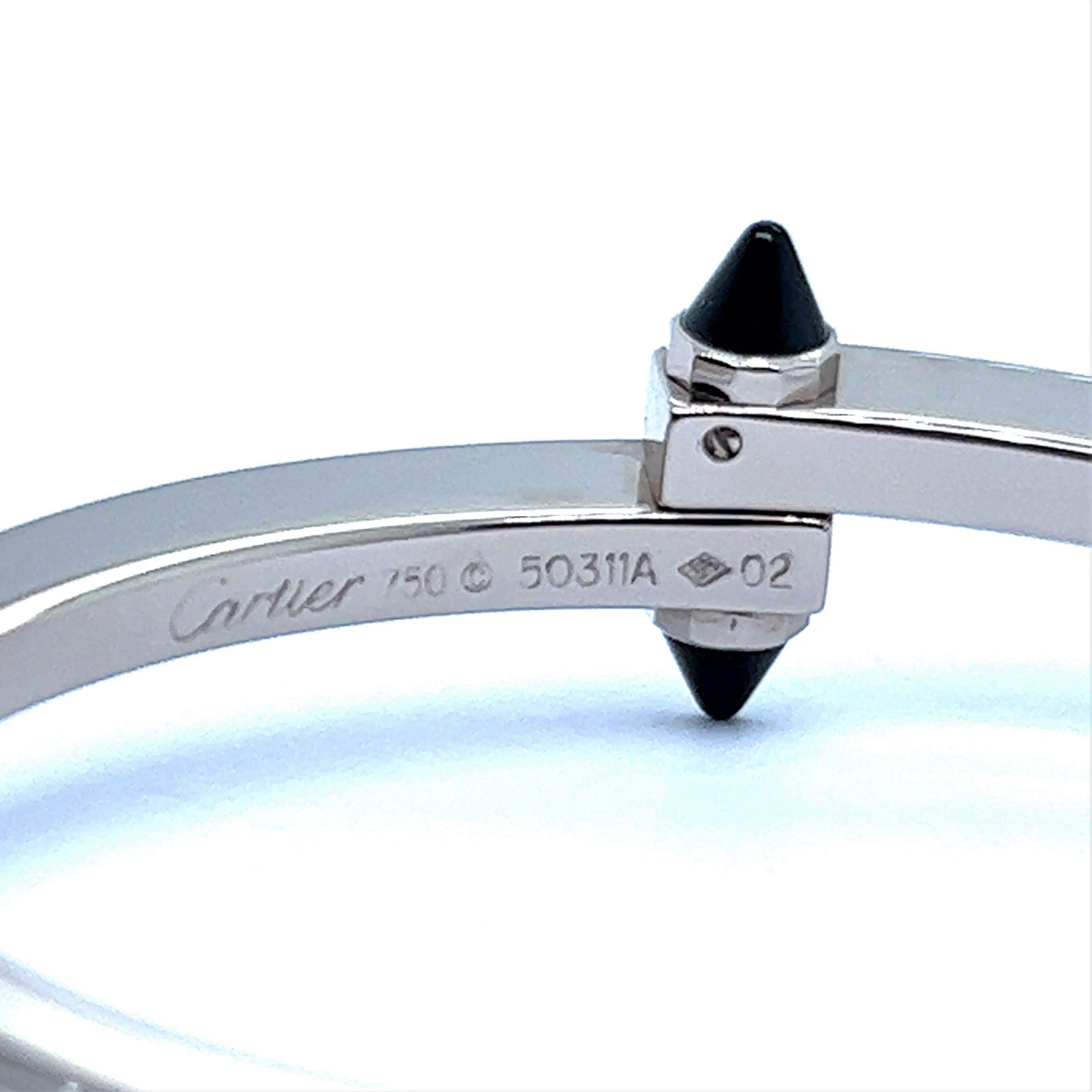 Modern Cartier Menotte Bracelet in 18 Karat White Gold with Onyx 