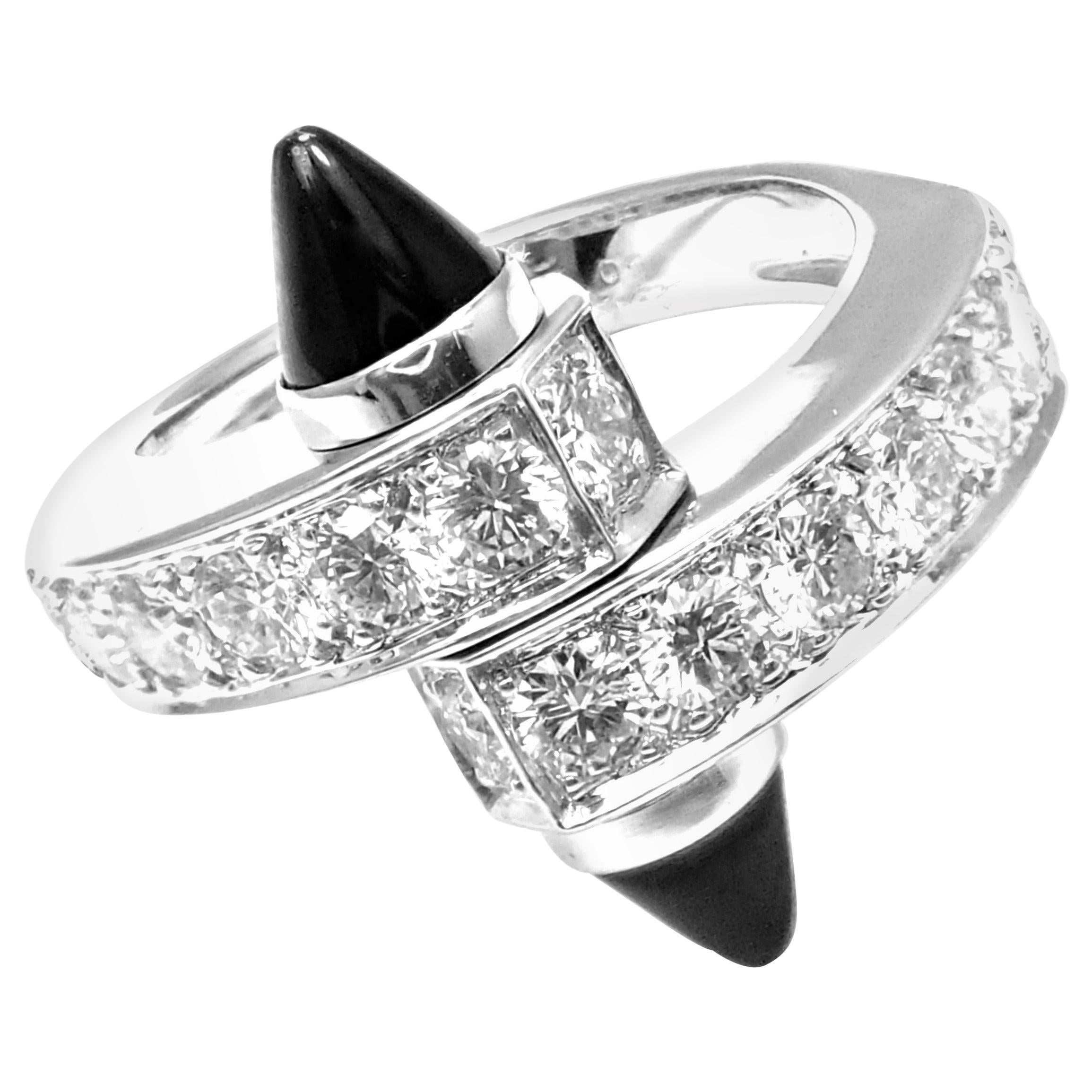 Cartier Menotte Diamond Black Onyx Gold Band Ring