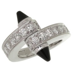 Cartier Menotte Diamond Black Onyx White Gold Ring