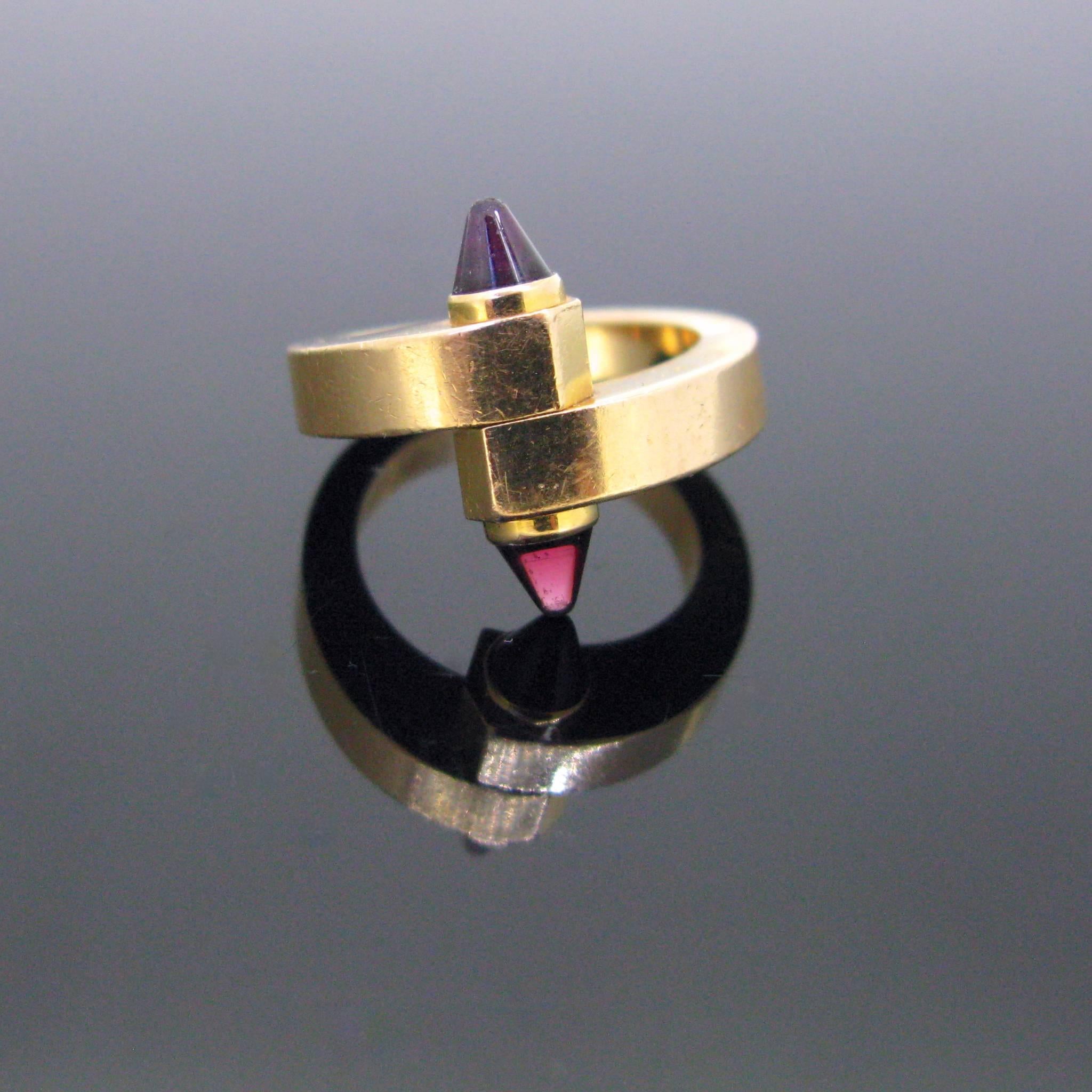 Women's or Men's Cartier Menotte Gold Garnet Band Ring