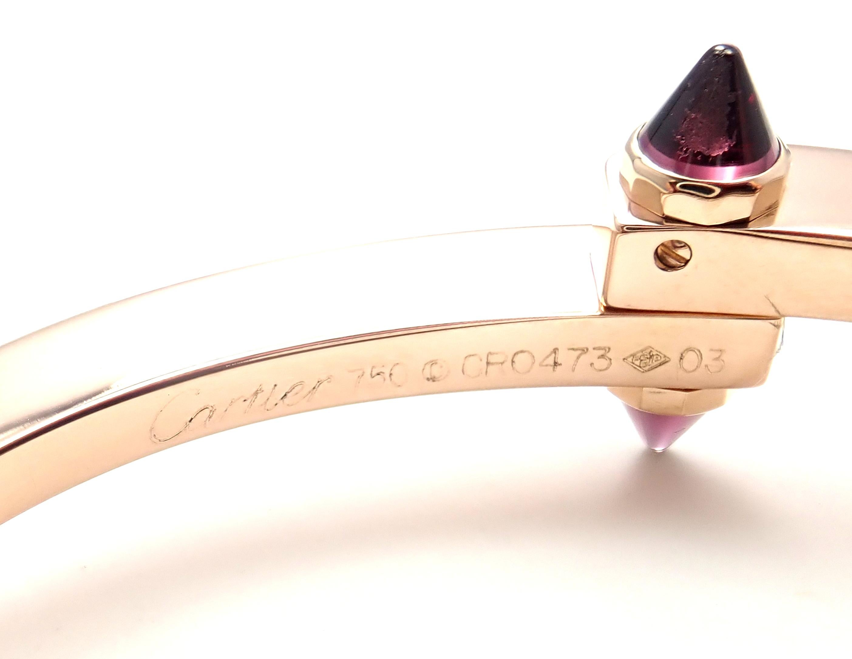 Cartier Menotte Garnet Rose Gold Bangle Bracelet In New Condition In Holland, PA
