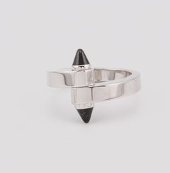 Cartier Menotte Onyx 18k White Gold Men's Ring Size 9 60