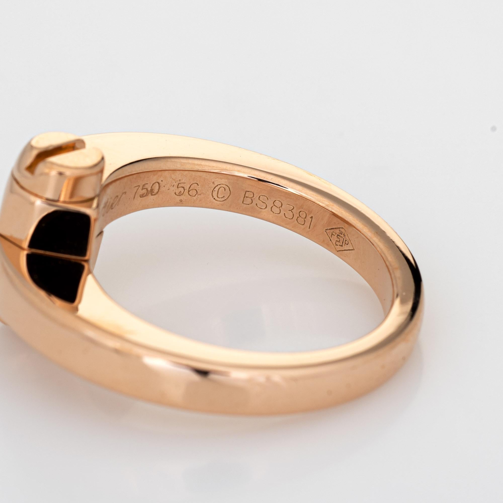 Cartier Menotte Ring 18k Rose Gold Band US 7 1/2 Screw Motif Bypass In Good Condition In Torrance, CA