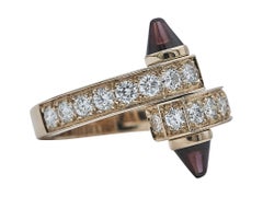 Cartier Menotte Ring 18K Rose Gold Diamond and Garnet