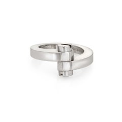Cartier Menotte Ring 18k White Gold Band US Screw Motif Bypass