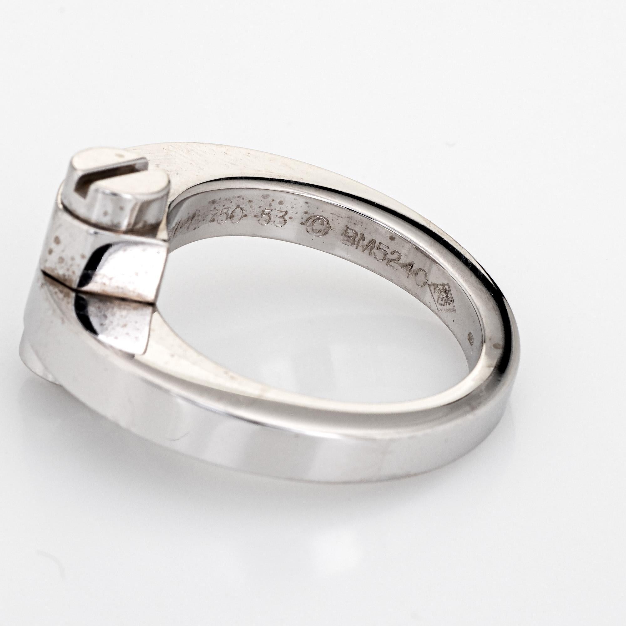 Modern Cartier Menotte Ring 18k White Gold Band US Screw Motif Bypass