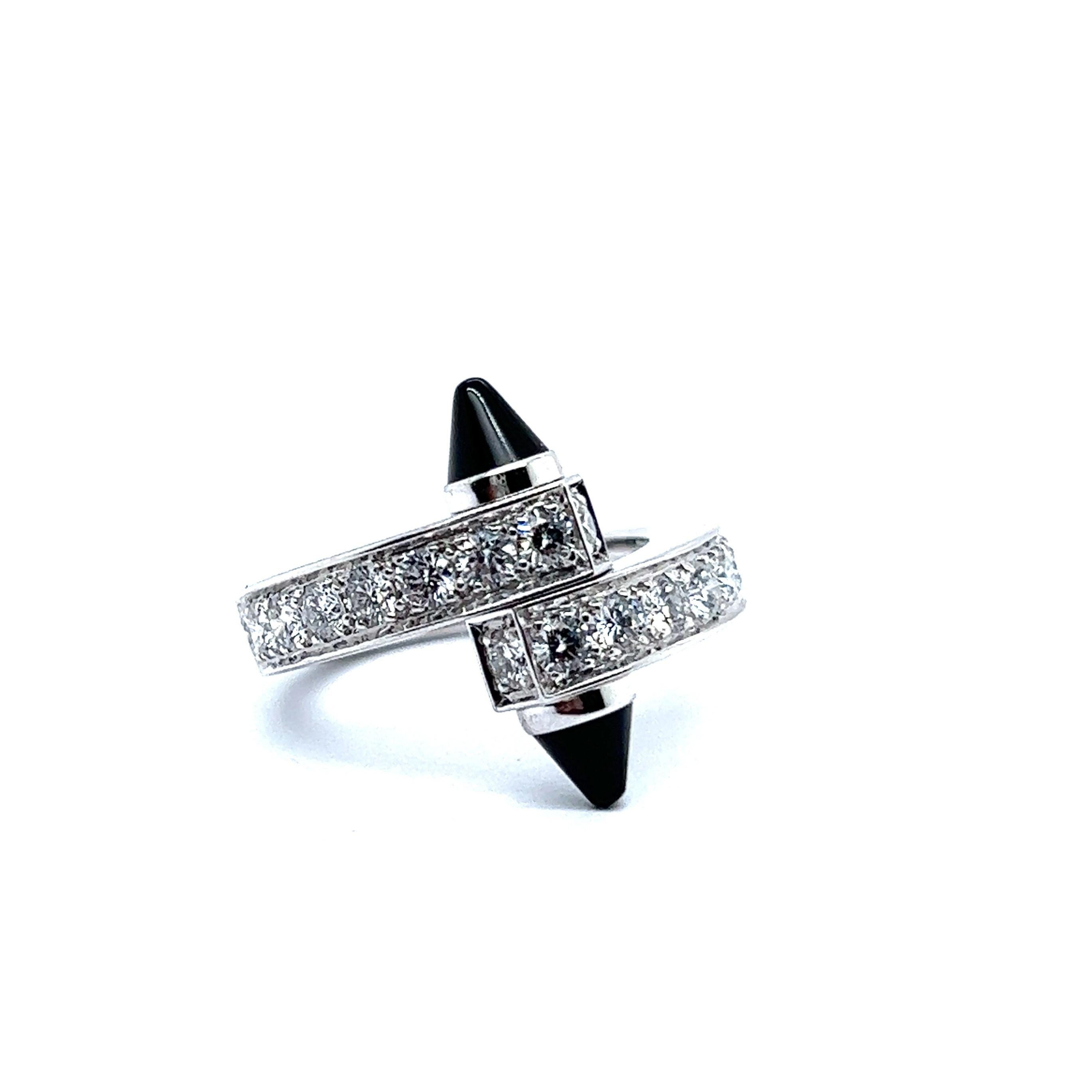 Cartier Menotte Ring with Diamonds and Onyx in 18 Karat White Gold  1