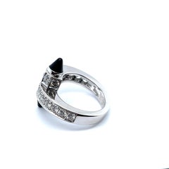 Cartier Menotte Ring with Diamonds and Onyx in 18 Karat White Gold