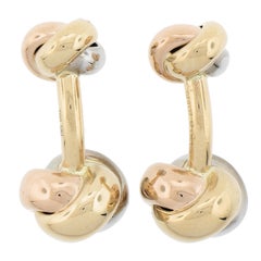 Cartier Men's 18k Tri Color Gold Love Knot Bar Cufflinks W/ Original Pouch