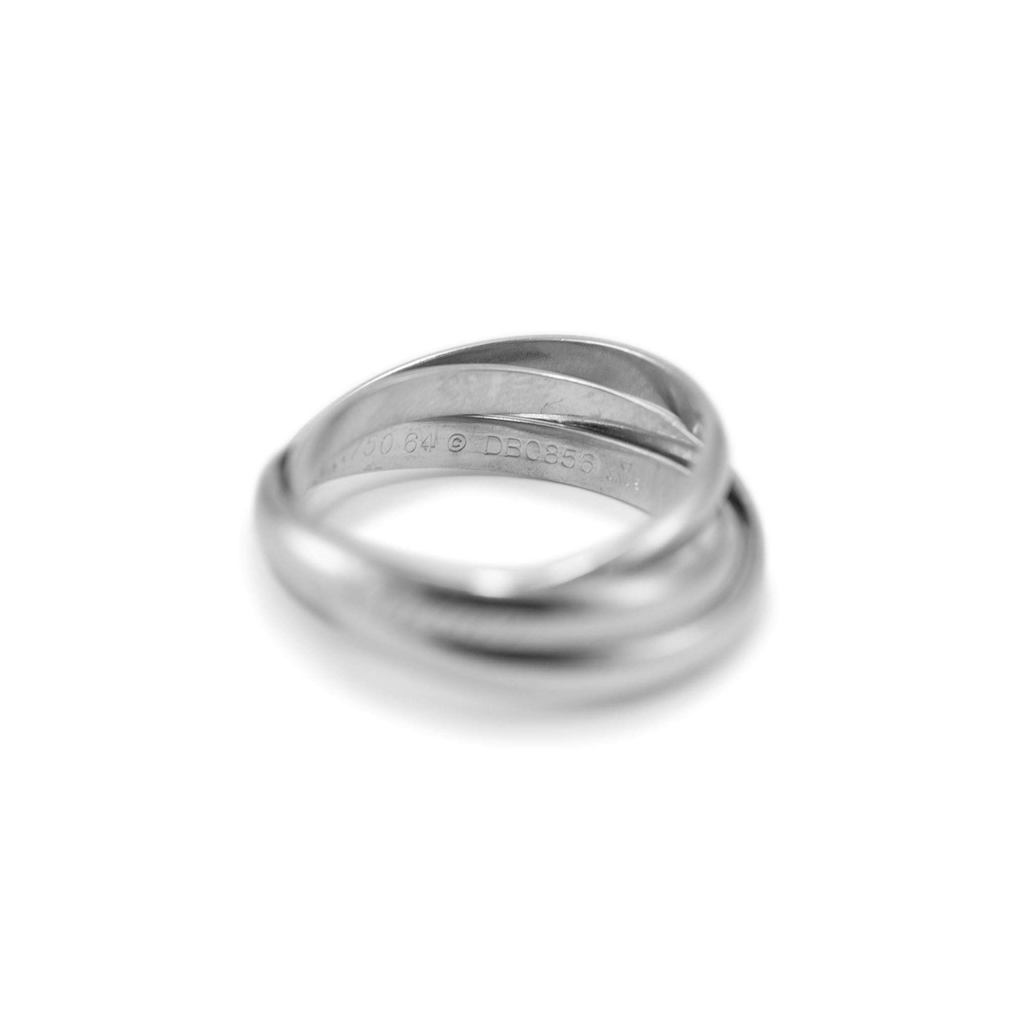 Cartier Herren 18K Weißgold Interlocking Trinity Band Ring Damen