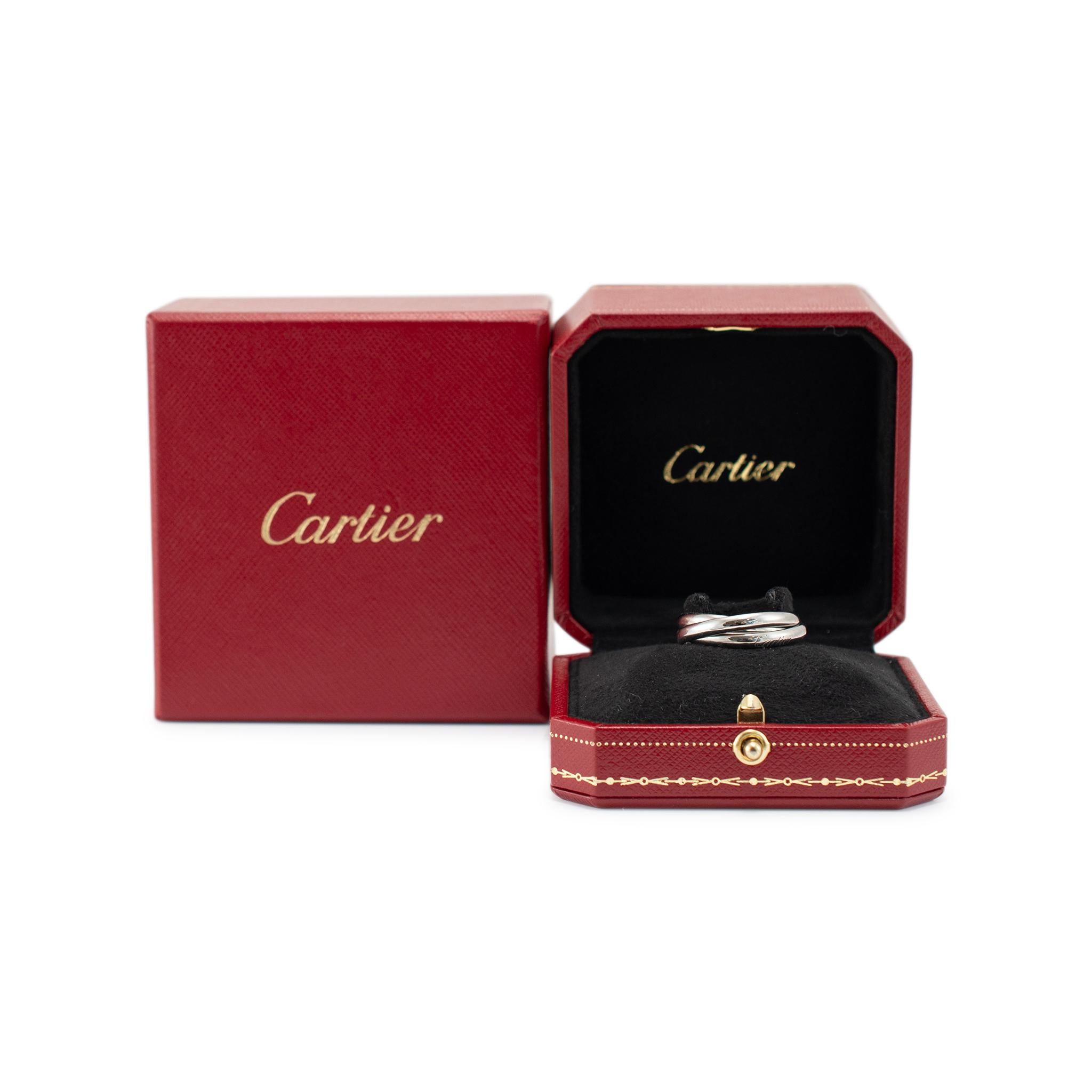 Cartier Herren 18K Weißgold Interlocking Trinity Band Ring 2