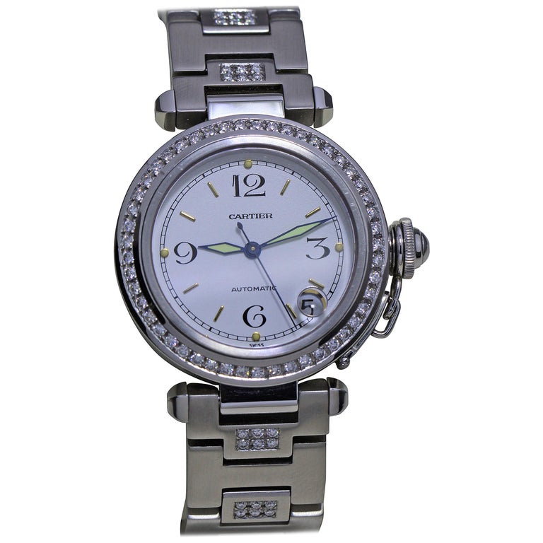 Cartier Men's Diamond Studded Automatic Watch at 1stDibs