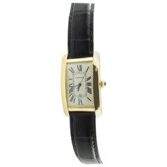 Cartier Men's Large Tank Americaine 18 Karat Gold Watch W2603156 Box, Papers