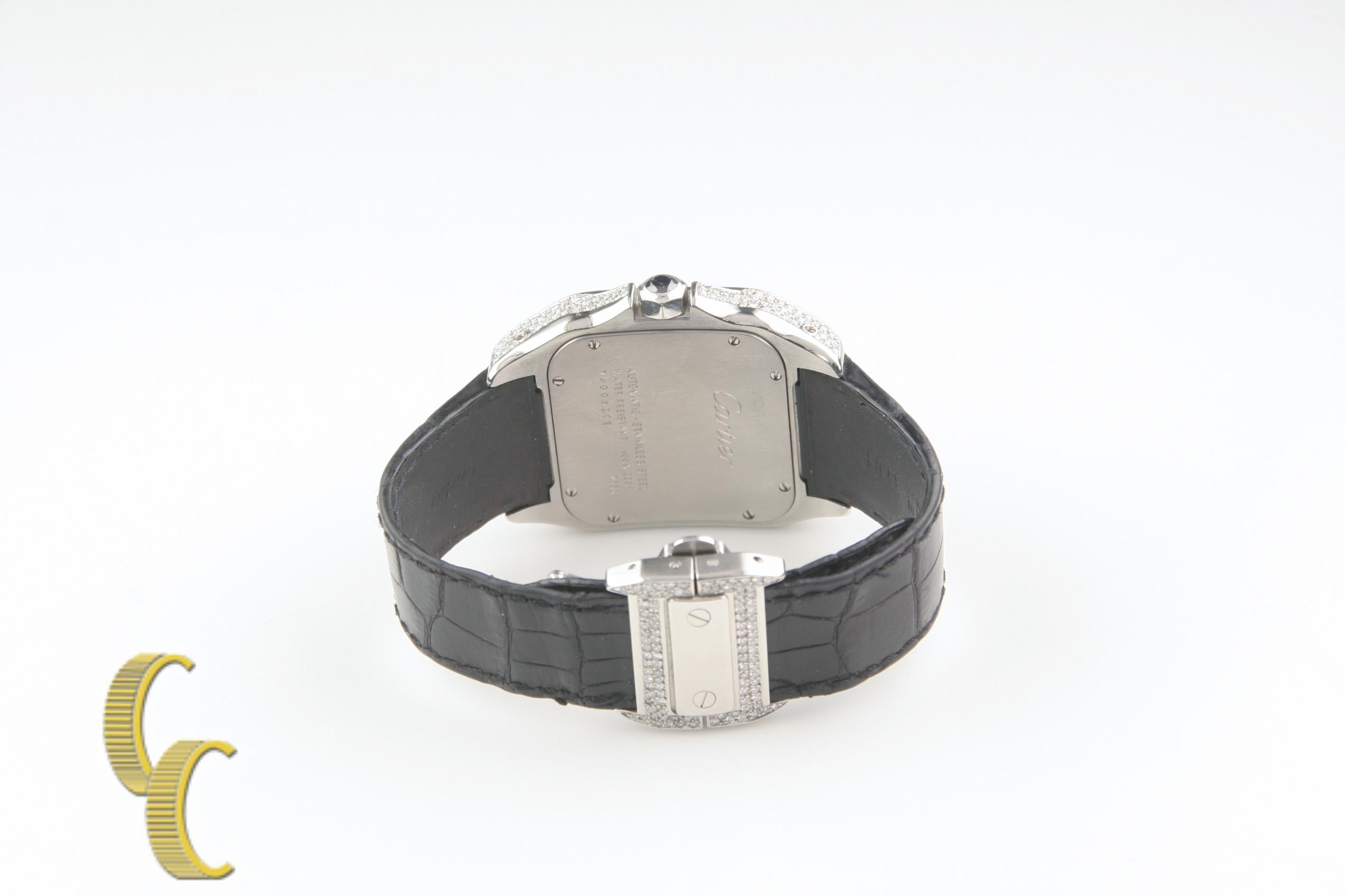 cartier diamond watch leather strap