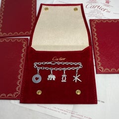 Cartier Meplat Charm Bracelet 18k White Gold Diamond Khandy Elephant Star Heart