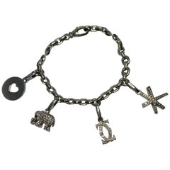 Cartier Meplat Charm Bracelet 18k White Gold Diamond Khandy Elephant Star Heart