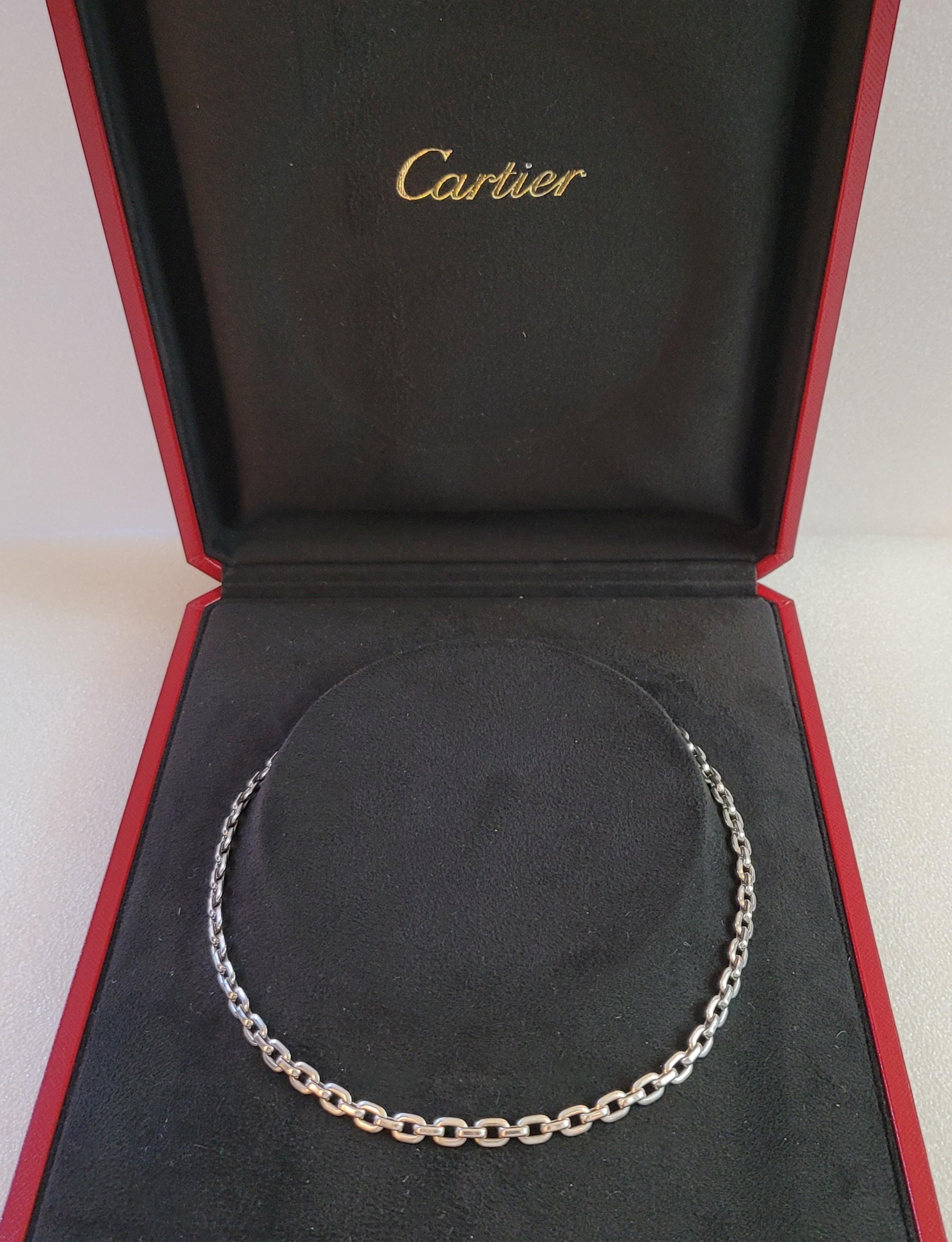 Cartier Meplat Women's Necklace Chain in 18K White Gold  Length 16.5'' Long In Excellent Condition For Sale In New York, NY
