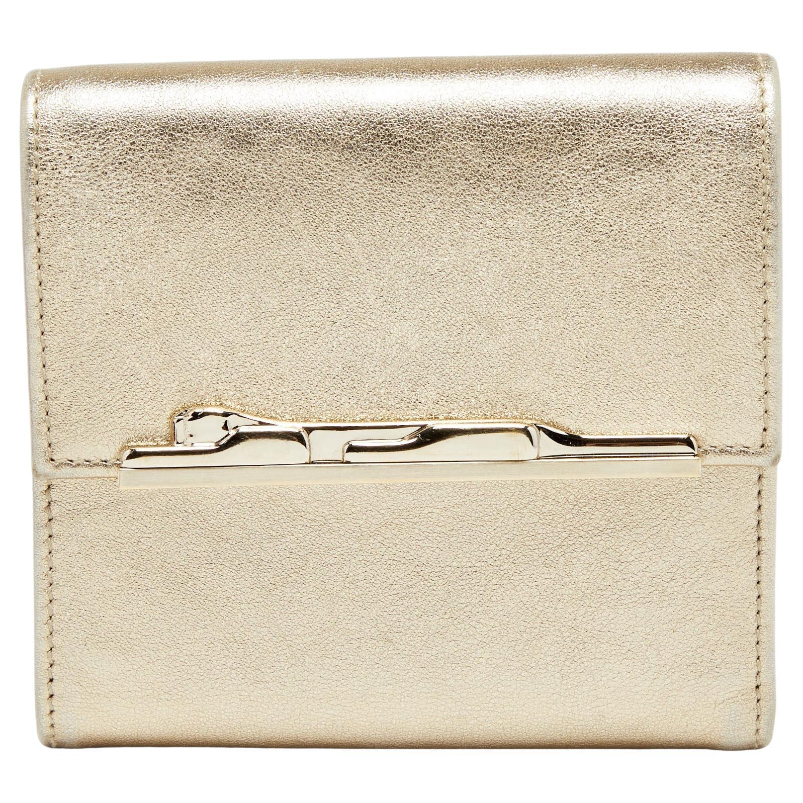Cartier Metallic Gold Leather Compact Wallet