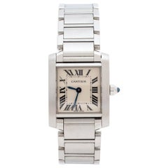 Cartier Metallic White Stainless Steel Tank Francaise Women's Wristwatch 20 mm