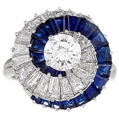 Cartier Mid-20th Century Diamond and Sapphire Swirl Ring